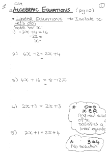 Solving Linear Equations Worksheet