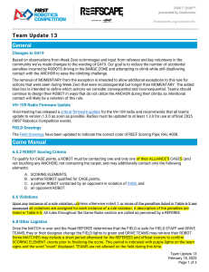 FIRST Robotics Team Update 13: Game Rules & Firmware