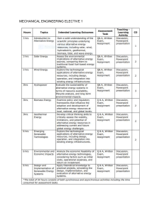 Mechanical Engineering Elective: Alternative Energy Syllabus