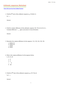 Arithmetic Sequences Worksheet