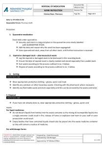 Medication Disposal Work Instruction - Pharmacy