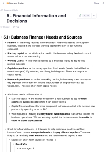 Business Finance: Needs and Sources Study Notes