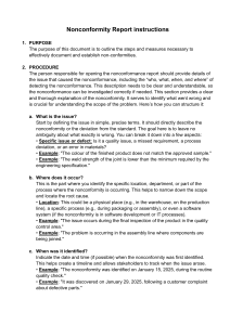 Nonconformity Report Instructions: Documentation Guide