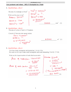 Area, Perimeter, Volume Checkpoint Sec 1 Math Worksheet