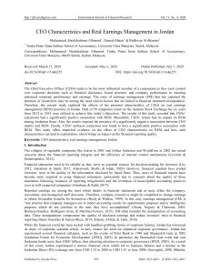 CEO Characteristics & Earnings Management in Jordan