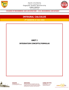 Integral Calculus: Concepts & Formulas - College Module