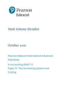 Accounting Mark Scheme: WAC11 Paper 01 - Edexcel