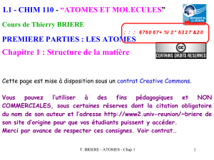 Atomes et Molécules : Cours de Chimie