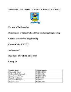 Concurrent Engineering Assignment: Product Life Cycle & R&D