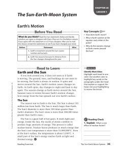 Earth's Motion: Sun-Earth-Moon System Lesson