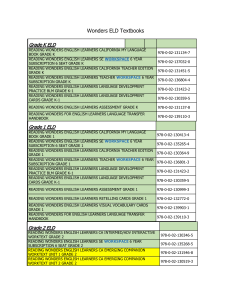 Reading Wonders ELD Textbooks Catalog Grades K-5
