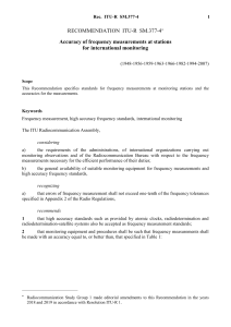 Frequency Measurement Accuracy Standards - ITU-R Recommendation