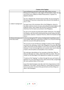 Customs of the Tagalogs: Juan de Plasencia's Account