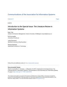 Literature Review in Information Systems: A Special Issue Intro