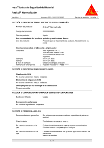 Antisol® Normalizado: Hoja Técnica de Seguridad del Material