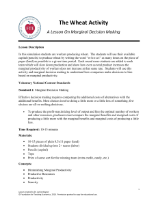 Wheat Activity: Marginal Decision Making Lesson Plan