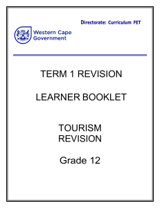 Grade 12 Tourism Revision: Term 1 Learner Booklet