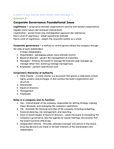 Corporate Governance & Management Quiz Note