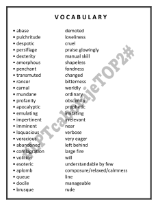 Vocabulary & Grammar Study Guide