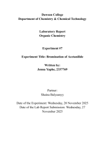 Bromination of Acetanilide Lab Report