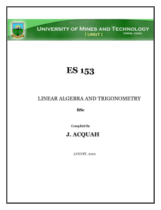 Linear Algebra & Trigonometry Lecture Notes - BSc Course