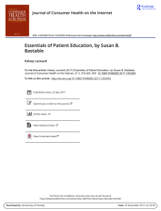 Essentials of Patient Education Book Review