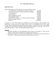 ACC 1100 Accounting Final Exam Sample Questions