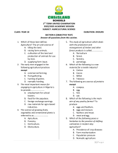 Agricultural Science Exam, Year 10