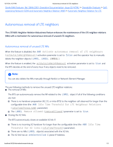 LTE Neighbor Removal: Autonomous Management in Single RAN