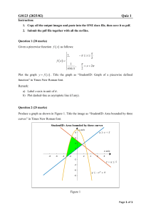 Calculus Quiz: Piecewise Functions & Area Between Curves