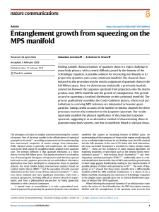 Entanglement Growth from Squeezing on MPS Manifold