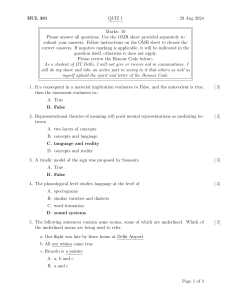 Linguistics Quiz: Semantics, Phonology, and Logic