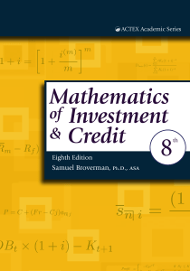 Mathematics of Investment & Credit: Textbook