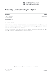 Cambridge Checkpoint English Mark Scheme 1111/01