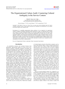 Organizational Culture Audit: Service Context