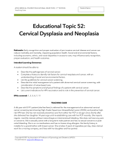 Cervical Dysplasia & Neoplasia: A Medical Student Teaching Case