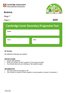 Stage 7 Science Exam Paper 2025