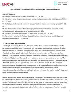 Business Models for Tech & Finance: Course Overview