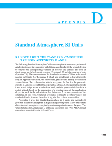 Standard Atmosphere SI Units: Appendix D Overview