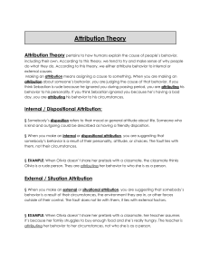 Attribution Theory Worksheet: Psychology Practice