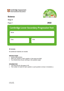 Stage 9 Combined Science Exam Paper