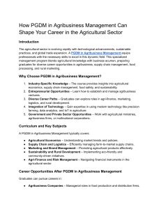 PGDM in Agribusiness Management: Career Opportunities