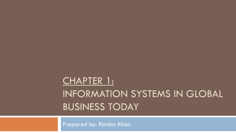 Information Systems in Global Business Today