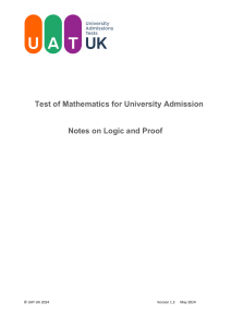 TMUA Logic & Proof Notes: University Admission Test Prep