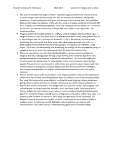 Religion and Conflict: A High School Seatwork