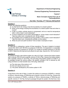 Chemical Engineering Thermodynamics Tutorial 1