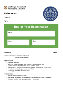 Grade 5 Math Exam Paper - End of Year