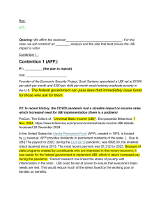 UBI Debate Case: Affirmative & Negative Arguments