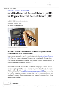 MIRR vs. IRR: Modified & Regular Internal Rate of Return Explained