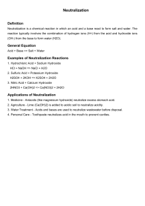 Neutralization Reactions: Definition, Examples, and Applications